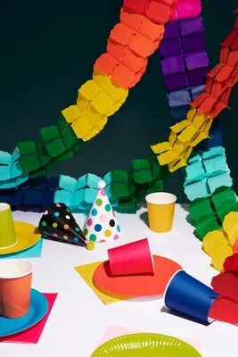 High angle colorful party ornaments