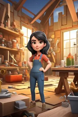 3d cartoon portrait of working woman in celebration of labour day