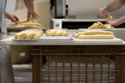 Bakery preparing and selling tasty breads