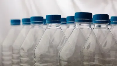 Detail of plastic bottles for recycling.