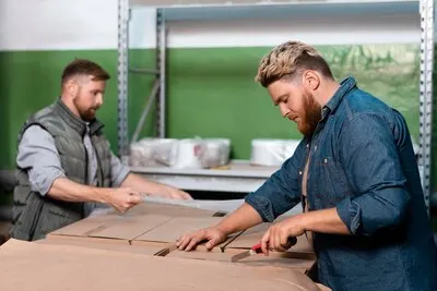 People taking care of warehouse logistics