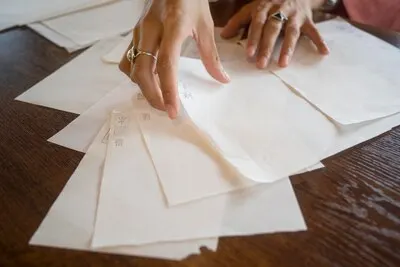 Talented woman working with japanese paper